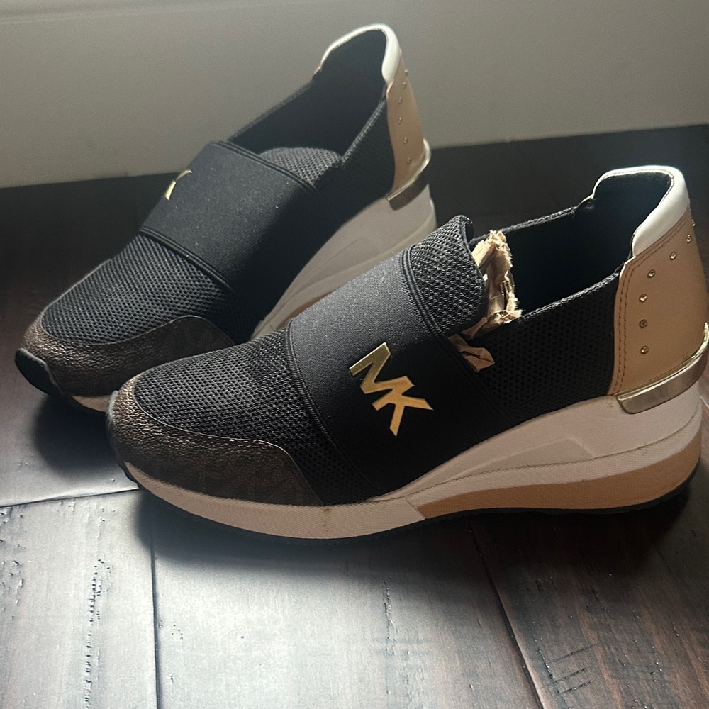 Michael Kors Black and Gold Slip-On Sneakers